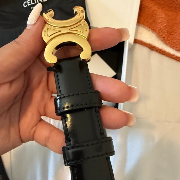 Celine Medium Triomphe Belt in Leather, Black - Size EU 95 ( US 8/10) - Picture 7 of 11